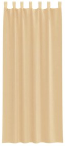 Cortinas de voile com laços 2 pcs areia 140x260 cm