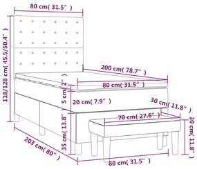 Cama com molas/colchão 80x200 cm couro artificial cinza