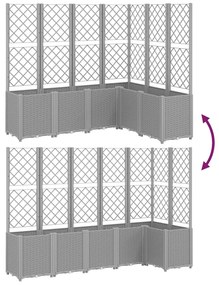 Vaso/floreira jardim c/ treliça 160x120x140 cm PP cinza-claro