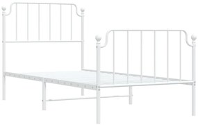 Estrutura de cama com cabeceira e pés 90x200 cm metal branco