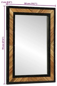 Espelho 70x2x70 cm Madeira Sólida de Acácia