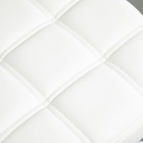 HOMCOM Banco Giratório com Rodas Altura Ajustável entre 48-63cm Banco de Trabalho Estofado em Couro PU para Salão Dentista Diâmetro Ø35,5cm Branco