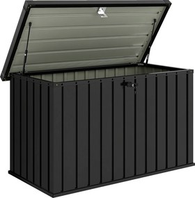 Outsunny Baú Exterior 400L em Aço Galvanizado com Fechadura e 2 Chaves 124x66x72 cm, Preto | Aosom Portugal