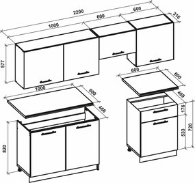 Conjunto para cozinha Houston 1332