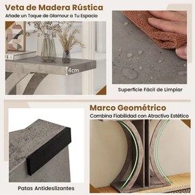 Mesa Consola 100 x 29,5 x 80 cm com Estrutura Geométrica para Entrada, Hall, Sala, Corredor Cinzenta