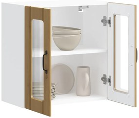 Armário de parede cozinha porta vidro Lucca carvalho artesanal