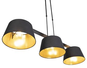 Candeeiro de suspensão com tons de algodão preto com 32 cm ouro - Combi 3 Deluxe Moderno