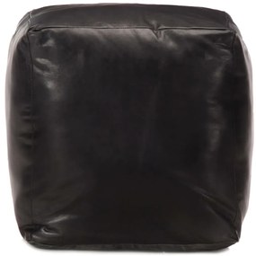 Pufe 40x40x40 cm couro de cabra genuíno preto