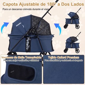 Carrinho para Animais, 80 x 57 x 100 cm, Dobrável, Azul
