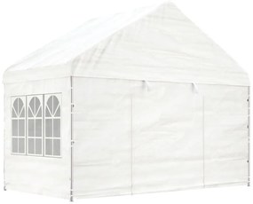 Gazebo com telhado 6,69x4,08x3,22 m polietileno branco