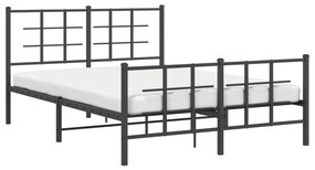 Estrutura de cama com cabeceira e pés 140x190 cm metal preto