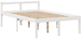 Cama com estante sem colchão 135x190 cm pinho maciço branco