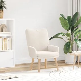 Cadeira Relaxante vidaXL Creme de Tecido com Pelo
