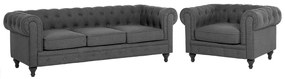 Conjunto de sofás 4 lugares em tecido cinzento CHESTERFIELD Beliani