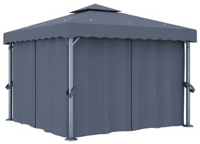 vidaXL Gazebo com cortina 3x3 m alumínio antracite