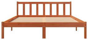 Estrutura de cama 160x200 cm madeira pinho maciça castanho cera