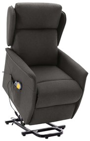vidaXL Poltrona de massagens elevatória tecido cinzento-escuro