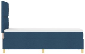 Cama Box Spring com Colchão e LED Azul 80x200 cm Tecido