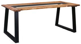 vidaXL Mesa de jantar 180x90x75 cm madeira de acácia maciça e vidro
