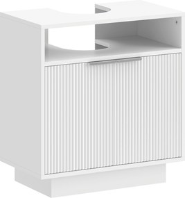 HOMCOM Móvel para Lavatório Pousar com 2 Portas Canaladas para Lavatório com ou sem Pedestal 60x33x63 cm Branco | Aosom Portugal