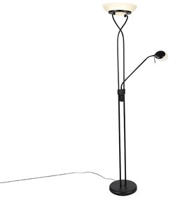 Candeeiro de pé preto com luz de leitura incl. LED e dimmer Dim to Warm - Empoli Moderno
