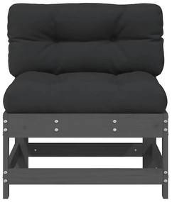Sofás de centro com almofadões 2 pcs pinho maciço cinzento