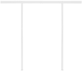 Toldo retrátil automático com postes 3,5x2,5 m amarelo e branco