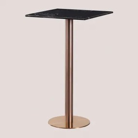 Mesa Alta De Bar Quadrada 60x60 Cm Em Mármore Cosmopolitan Mármore Nero Marquina & Oro Rosa - Sklum