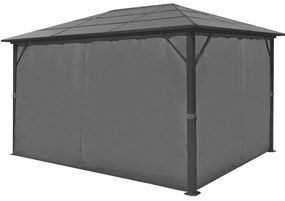 Gazebo com cortina em alumínio 400 x 300 cm antracite