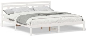 Estrutura da Cama Branco 180 x 200 cm Madeira de pinho maciça