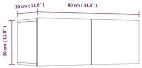 Móveis TV 4pcs 80x30x30cm derivados de madeira branco brilhante