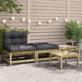 vidaXL Sofá sem apoio de braços p/ jardim c/ almofadões/apoios de pés