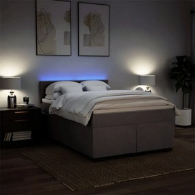 Cama com molas/colchão 160x200 cm tecido castanho-acinzentado