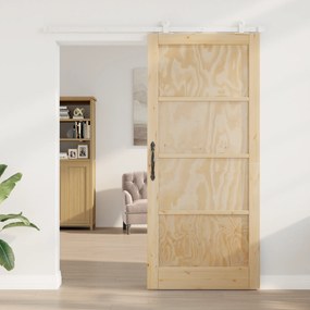 Porta Deslizante com Conjunto de Ferragens 93x211 cm de Madeira Maciça
