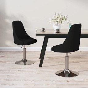 vidaXL Cadeiras de jantar giratórias 2 pcs tecido preto