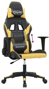 Cadeira gaming couro artificial preto e dourado