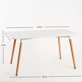 Mesa de Jantar Oslo Branca - 120x80cm - Design Nórdico