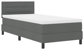 Cama Box Spring com Colchão &amp; LED Cinza Escuro 80x200 cm Tecido
