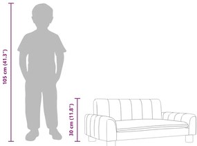 Sofá infantil 70x45x30 cm tecido cinzento-claro