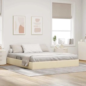 vidaXL Cama com Armazenamento com colchão Creme 180 x 200 cm tecido