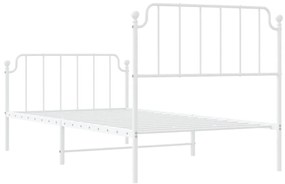 Estrutura de cama com cabeceira e pés 100x190 cm metal branco