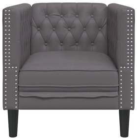 Sofá chesterfield couro artificial cinzento