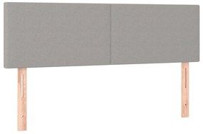 Cama box spring c/ colchão e LED 140x190 cm tecido cinza-claro