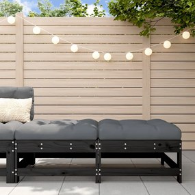 vidaXL Apoios de pés p/ jardim c/ almofadões 2 pcs pinho maciço preto