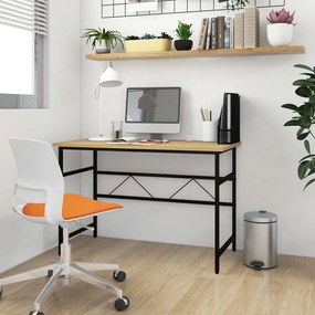 vidaXL Secretária computador 105x55x72cm MDF/metal preto/carvalho-claro