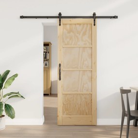 Porta Deslizante vidaXL com Conjunto de Ferragens 73.5x198.5 cm de Madeira de Pinho Maciço