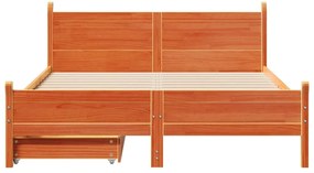 Cama sem colchão 120x190 cm madeira pinho maciça castanho-mel
