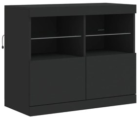 Aparador com luzes LED 202x37x67 cm preto