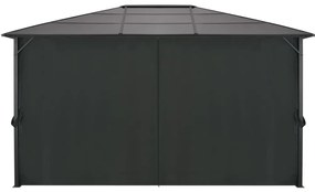 Gazebo com cortinas alumínio 4x3x2,6 m preto