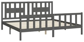 Estrutura de cama com cabeceira 200x200 cm pinho maciço cinza